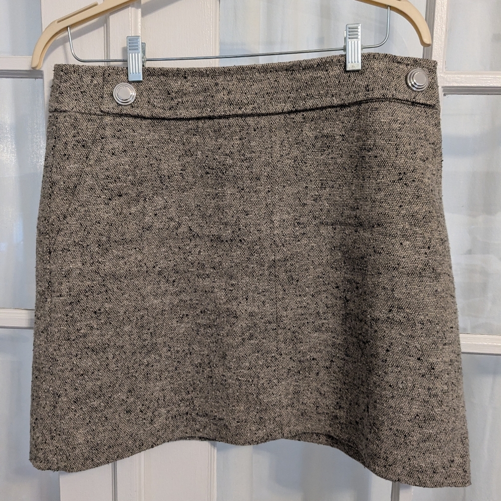 Tory Burch Linen-Blend Tweed Skirt, Size 14